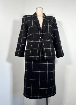 🌹 Très bel ensemble tailleur noir et blanc quadrillé vintage en pure laine vierge 🌹, brand: Vintage, condition: Very good, size: S / 36 / 8, €45.00, €47.95 includes Buyer Protection Pro