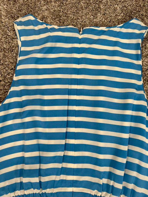 J. Crew 100% silk blue/white striped sleeveless mini dress size 6 summer coastal 5