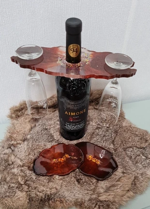 Wijnglashouder + 2 onderzetters, estado: Novo sem etiquetas, €15.00, €16.45 inclui Proteção do Comprador