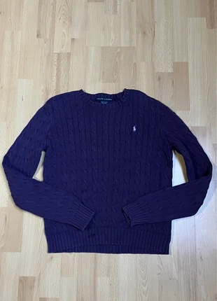 Pull Torsadé Polo Ralph Lauren | Violet Logo Brodé Rose | Taille L, brand: Ralph Lauren, condition: Satisfactory, size: L / 40 / 12, €7.00, €8.05 includes Buyer Protection