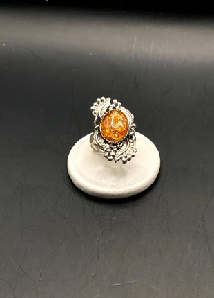 Anello in argento con ambra, marque: Argento, état: Très bon état, taille: 17,3 mm, 37,00 €, 39,55 € Protection acheteurs incluse
