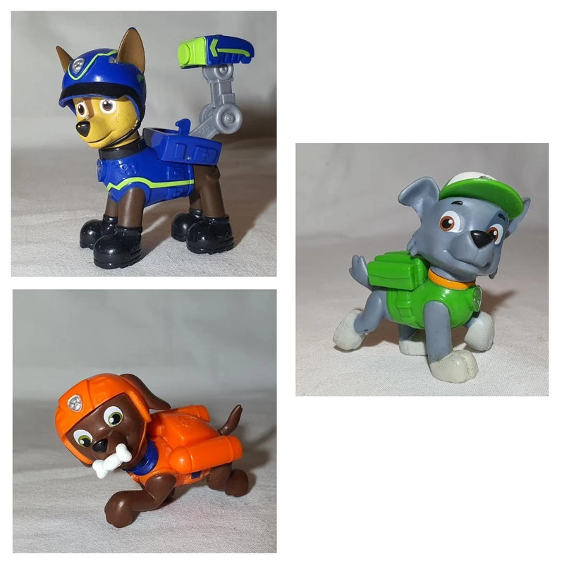 Paw Patrol - Confezione regalo 3 Cuccioli (Chase - Rocky - Zuma) personaggi  giocattolo da collezione