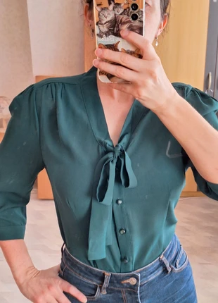 Donkergroen retro blouse, marque: Banned Retro, état: Très bon état, taille: S / 36 / 8, 20,00 €, 21,70 € Protection acheteurs incluse