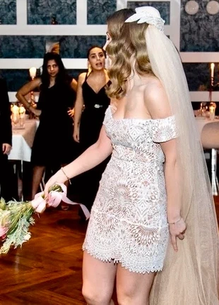 Vintage Bohemian lace wedding bridal dress, merk: Vintage, staat: Heel goed, maat: M / 38 / 10, € 150,00, € 158,20 inclusief Kopersbescherming