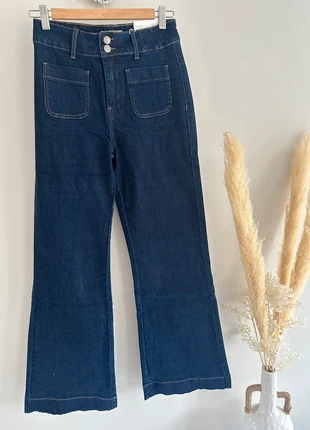 Jeans taille haute évasées Oraije Elenette Marine, merk: Oraije, staat: Nieuw met prijskaartje, maat: S / 36 / 8, € 42,00, € 44,80 inclusief Kopersbescherming Pro