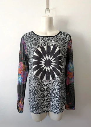 Blouse manches longues transparentes - Desigual - taille L, merk: Desigual, staat: Heel goed, maat: L / 40 / 12, € 12,00, € 13,30 inclusief Kopersbescherming Pro