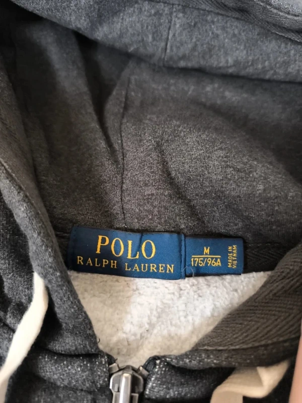 Sweat a capuche zippé gris foncé chiné Polo Ralph Lauren homme M logo bordeaux - photo numéro 4