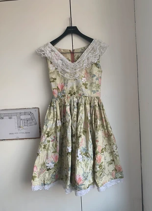 Vintage 1950s handmade floral dress with ruffles, brand: Vintage Dressing, condition: Very good, size: M / 10, £35.00, £37.45 includes Buyer Protection