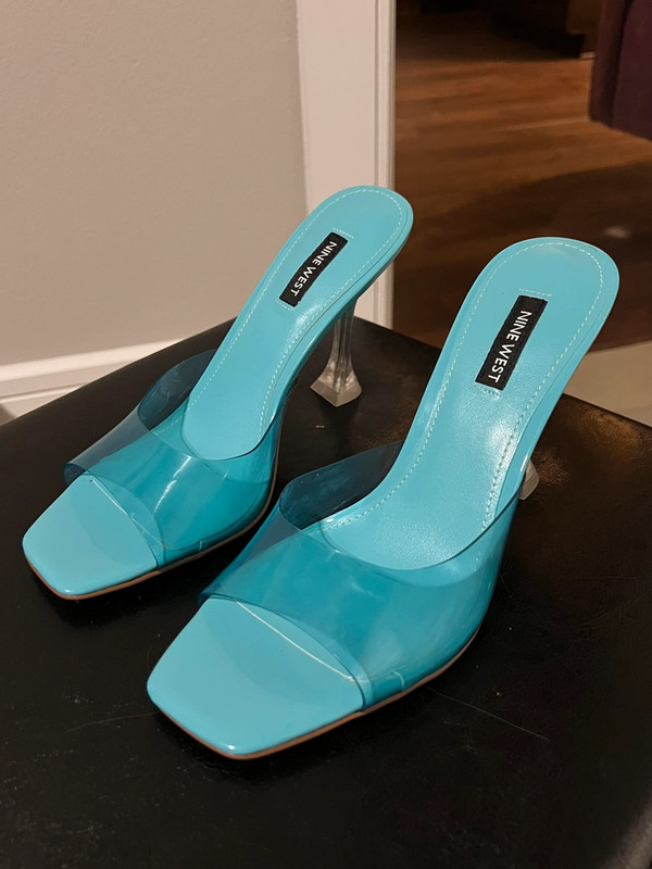 Nine West Zooza Transparent Heeled Mule 9M blue 2