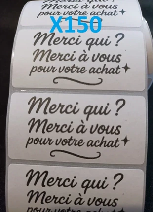 Lot de 150 étiquettes “Merci qui ? Merci à vous pour votre achat” 60×30 mm, marque: sansnom., état: Neuf sans étiquette, 6,00 €, 7,00 € Protection acheteurs (Pro) incluse