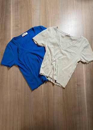 Lot de 2 T-shirts Côtelés Crop Top – Tally Weijl – Femme Taille XS – Bleu Électrique & Blanc, marca: Tally Weijl, estado: Muy bueno, tamaño: XS / 34 / 6, 3,00 €, 3,85 € Protección al comprador incluida