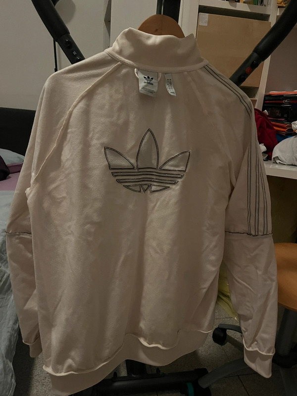 Felpa Adidas vintage panna con dettagli marroni in pelle Vinted