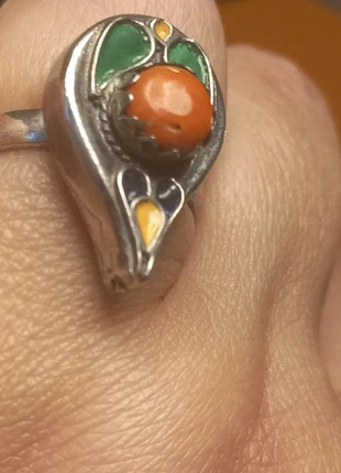 Bague kabyle très ancienne en argent et corail véritable, merk: Kabyle, staat: Heel goed, maat: Aanpasbaar, € 41,00, € 43,75 inclusief Kopersbescherming