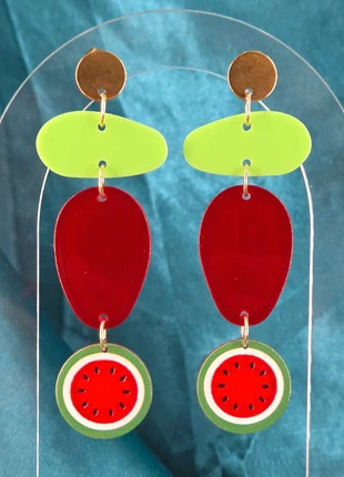 Boucles Pastèque, marque: salade de strass, état: Très bon état, 13,00 €, 14,35 € Protection acheteurs (Pro) incluse