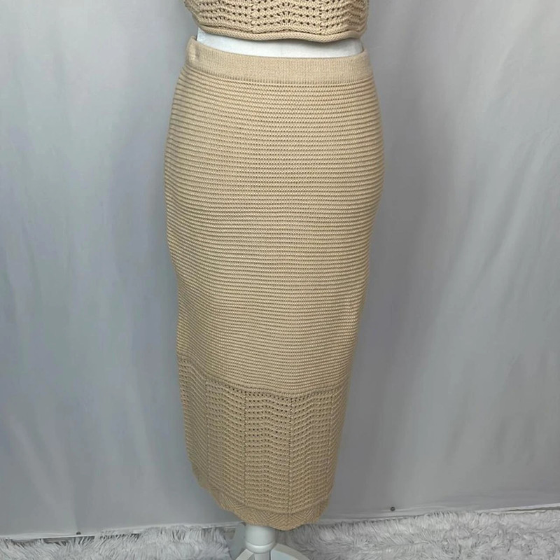 House Of Harlow 1960 Knit Skirt Set Midi Cream Size S 3