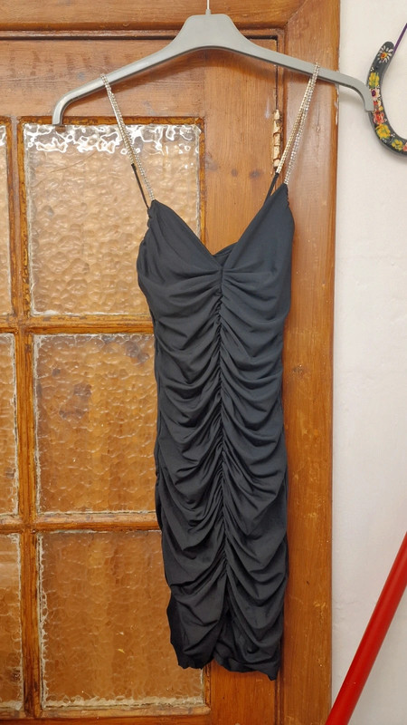 Black Oh Polly little black dress diamante strap ruched XS 34 6 Vinted