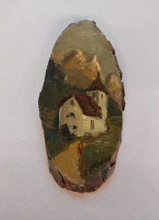 Olio su legno - Chiesetta Alpina - Oscar Alvaro 1979, brand: Oscar Alvaro, condizioni: Buone, €7.00, €8.05 include la Protezione acquisti