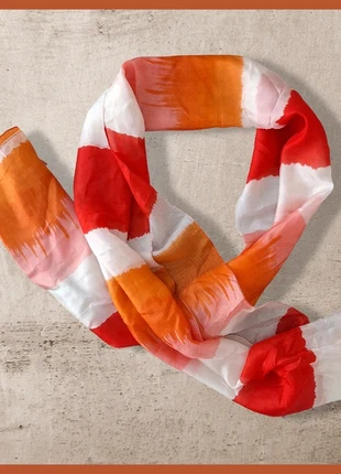 Grand foulard rectangulaire Antonelle 100% soie 53x172 cm Ton rouge orangé - L5, brand: Antonelle, condition: Very good, €10.00, €11.20 includes Buyer Protection