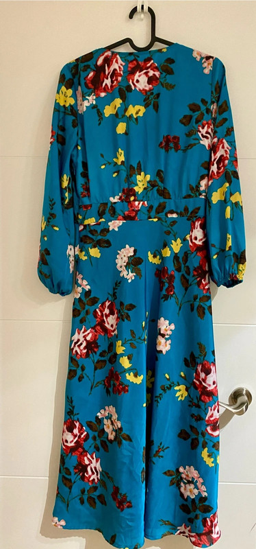 Vestido midi estampado floral azul turquesa 2