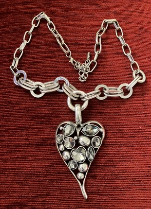 Fabulous chunky silver-toned goth necklace featuring a large heart-shaped pendant, brand: Fabulous chunky silver-toned goth necklace featuri, condition: Very good, £18.50, £20.13 includes Buyer Protection