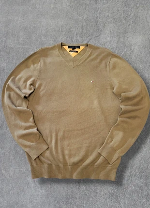 Pull homme Tommy Hilfiger vert kaki col V 100% coton premium logo brodé - S, brand: Tommy Hilfiger, condizioni: Ottime, taglia: S, €30.00, €32.20 include la Protezione acquisti