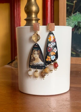 Boucles d’oreille en cuivre émaillé et pierre fine, brand: diotime, condition: Very good, €77.00, €81.55 includes Buyer Protection