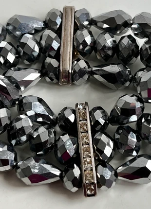 Gunmetal Faceted Bead Stretch Bracelet – Sparkly Crystal Detail – Evening / Party, brand: NO LABEL, condition: Good, £2.99, £3.84 includes Buyer Protection