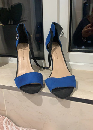 Blue and black strap high heel shoes - Vinted