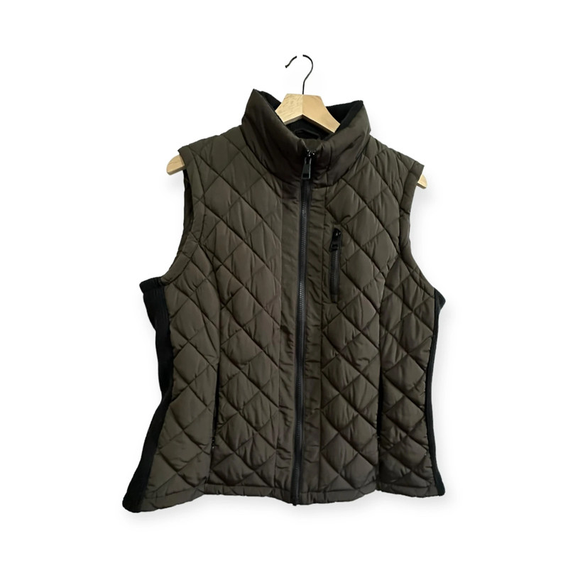 Andrew Marc BrownPuffer Quilted Vest with Black Side Panel,  Size Large 1