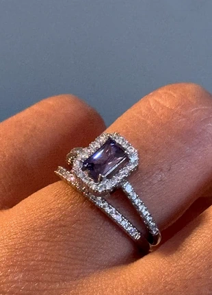 💜 Duo bagues argent – Pierre violette & style raffiné, marca: Argent, estado: Nuevo con etiquetas, tamaño: Ajustable, 10,00 €, 11,20 € Protección al comprador incluida