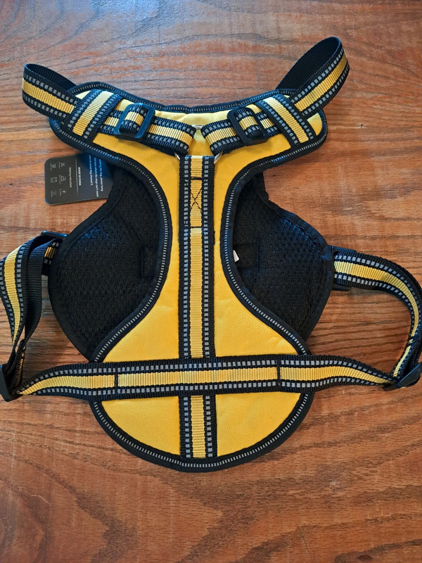 Black and yellow adjustable dog harness size large 4