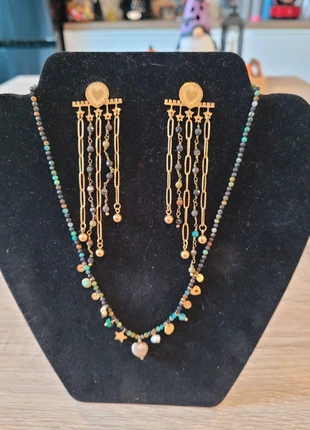 Ensemble collier plus bo en pierres et acier inox, marke: Habaha, zustand: Sehr gut, 30,00 €, 32,20 € inklusive Vinted-Käuferschutz