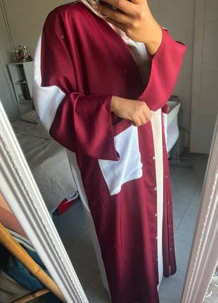Abaya kimono deux couleurs bordeaux et blanc, marke: Khaleej boutique, zustand: Neu, größe: Sonstige, 25,00 €, 26,95 € inklusive Vinted-Käuferschutz