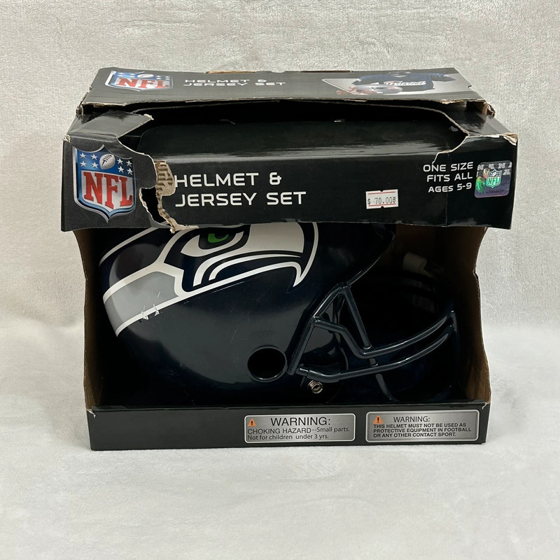 Seattle Seahawks NFL Football Franklin Helmet & Jersey Costume Set Youth Boys M 2