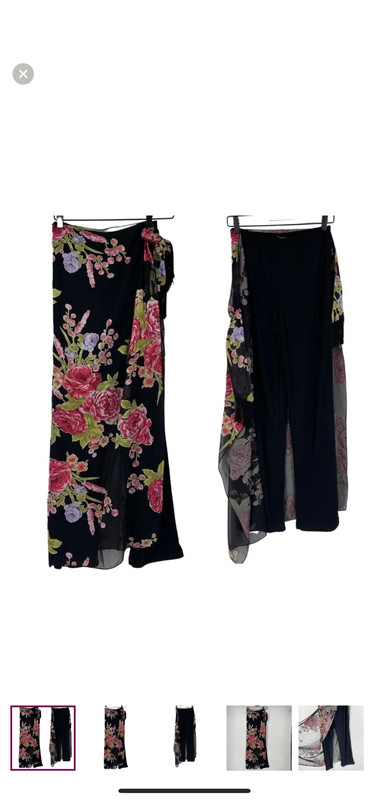 Onyx black pants with floral tie wrap 1