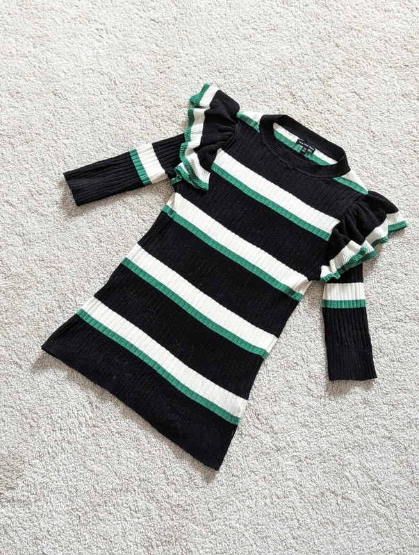 Who What Wear black white green sweater knit top XS 1