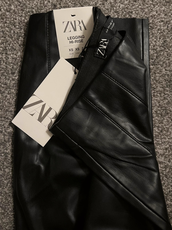 Zara Hi-Rise Leggings Fake Leather XS Black