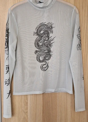 Top transparent dragon bleu à manches longue, marque: FB Sister, état: Très bon état, taille: L / 40 / 12, 8,00 €, 9,10 € Protection acheteurs incluse