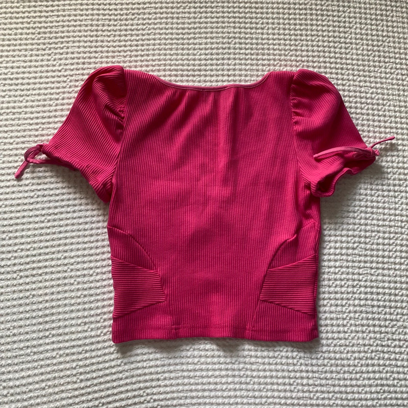 I.AM.GIA hot pink bow cropped blouse 2