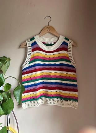 Multicoloured striped knitted vest, brand: #vitoria#, condition: Very good, size: M / 10, £19.99, £21.69 includes Buyer Protection Pro