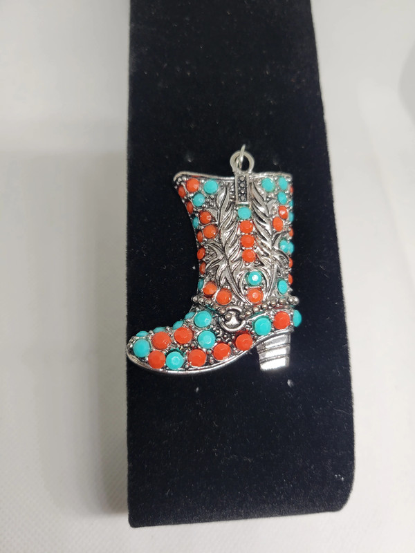 Colorful Cowgirl Boot Pendant 2