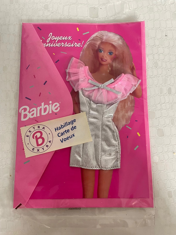 Barbie habillage carte de vœux joyeux anniversaire vintage 1994 Pak neuf  Mattel collection