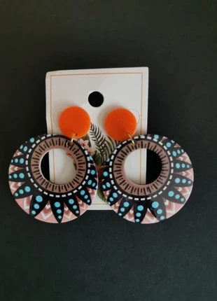 Boucles d'Oreilles Style Créole Brune Turquoise Orange Tiki Hawaii Pin Up Vintage Rockabilly, merk: Hawaii, staat: Nieuw zonder prijskaartje, € 15,00, € 16,45 inclusief Kopersbescherming