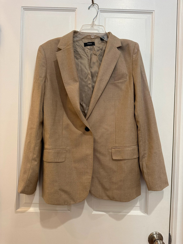 Theory Women’s Size 10 Tan Wool Staple Blazer 1