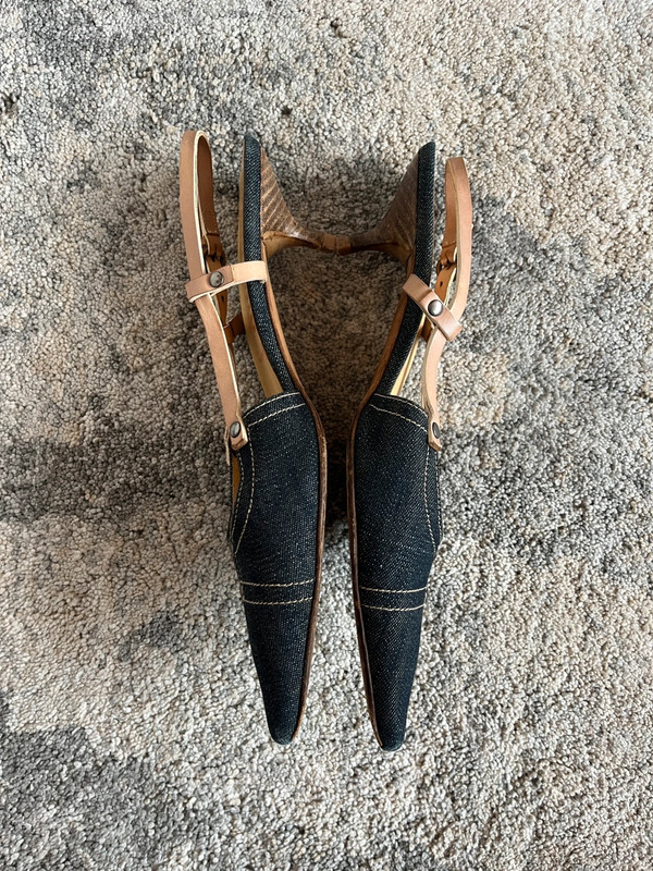 Vintage Miu Miu 2000’s denim kitten heels 5