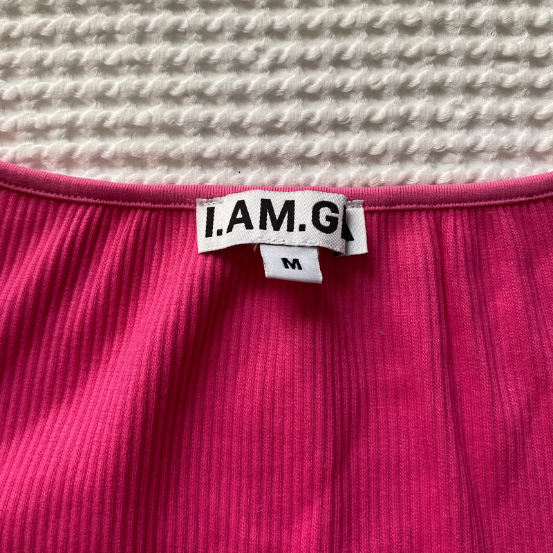 I.AM.GIA hot pink bow cropped blouse 3