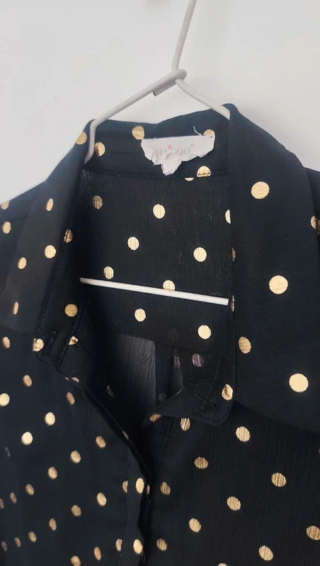 Blouse à pois noire et dorée Y Coo Paris taille S - photo numéro 2