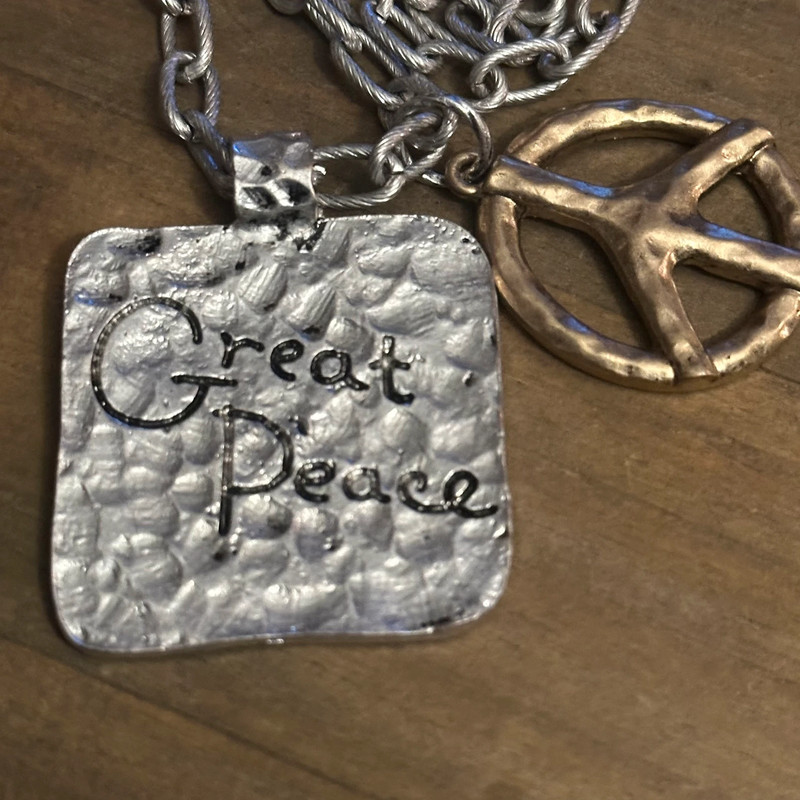 Peace double pendant long necklace 5