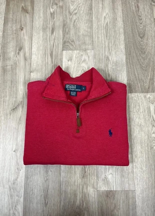 Pull half zip Ralph Lauren 1/4 zip demi col camionneur rouge taille L, merk: Ralph Lauren, staat: Heel goed, maat: L, € 55,00, € 58,45 inclusief Kopersbescherming