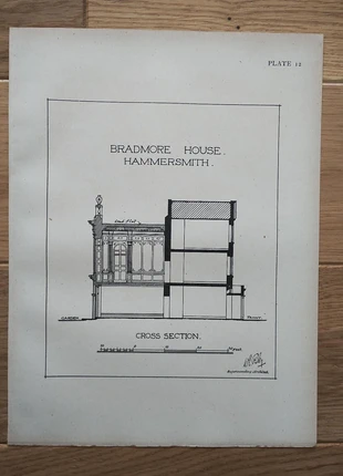 Bradmore house, cross section, hammersmith, london - antique print - 1915, brand: NO LABEL, condition: Good, £8.99, £10.14 includes Buyer Protection Pro